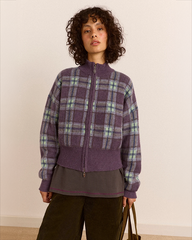 Saffy Merino Wool Cardigan - Brushed Check