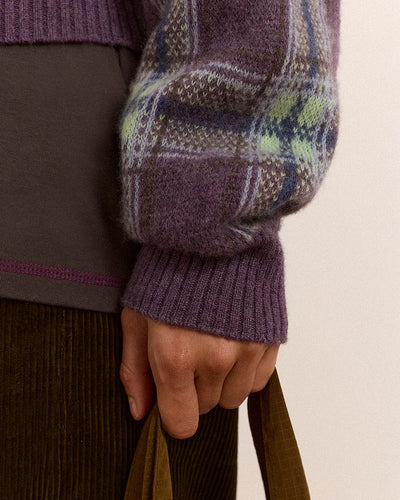 Saffy Merino Wool Cardigan - Brushed Check