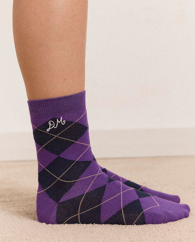 2 Pack Sock - Olive & Purple Argyle
