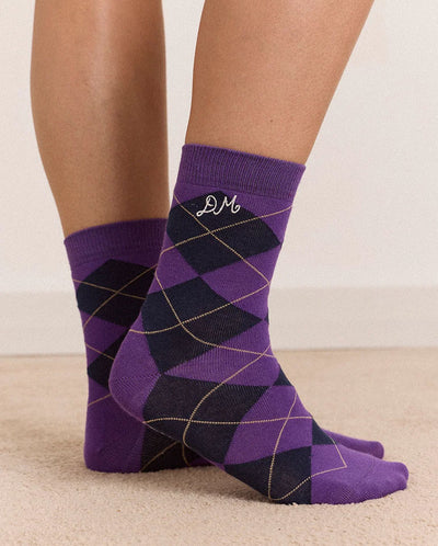 2 Pack Sock - Olive & Purple Argyle