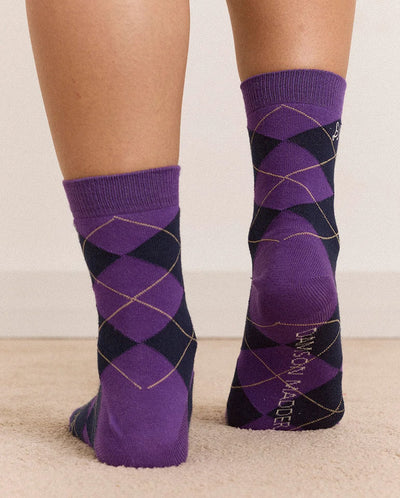2 Pack Sock - Olive & Purple Argyle