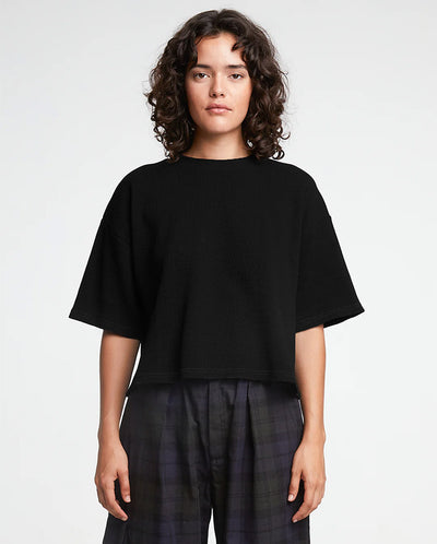 Big T Cropped Waffle Tee BLACK