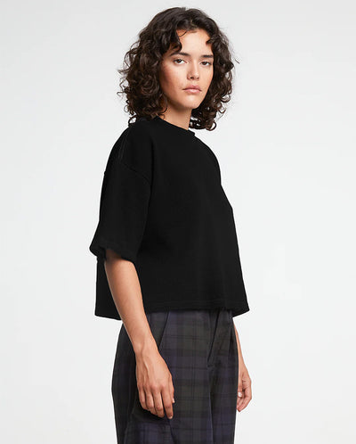 Big T Cropped Waffle Tee BLACK