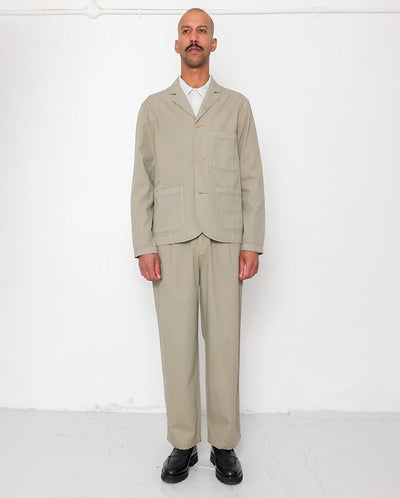 WIDE FIT TROUSER  - SILVER SAGE HERRINGBONE