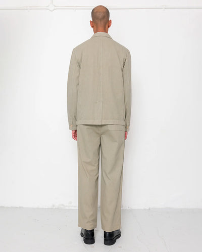 WIDE FIT TROUSER  - SILVER SAGE HERRINGBONE
