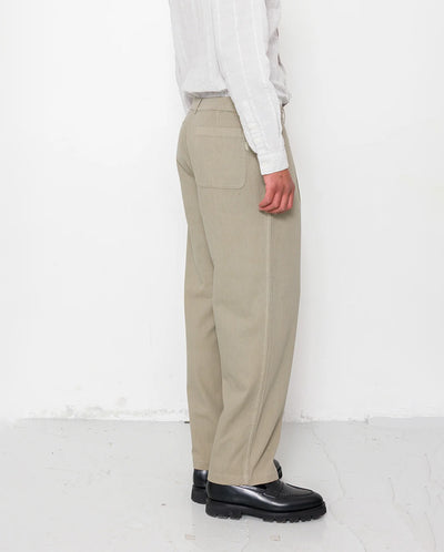 WIDE FIT TROUSER  - SILVER SAGE HERRINGBONE