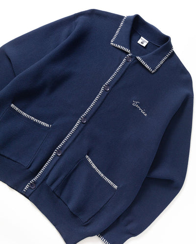 Blanket Stitch Cardigan - Navy