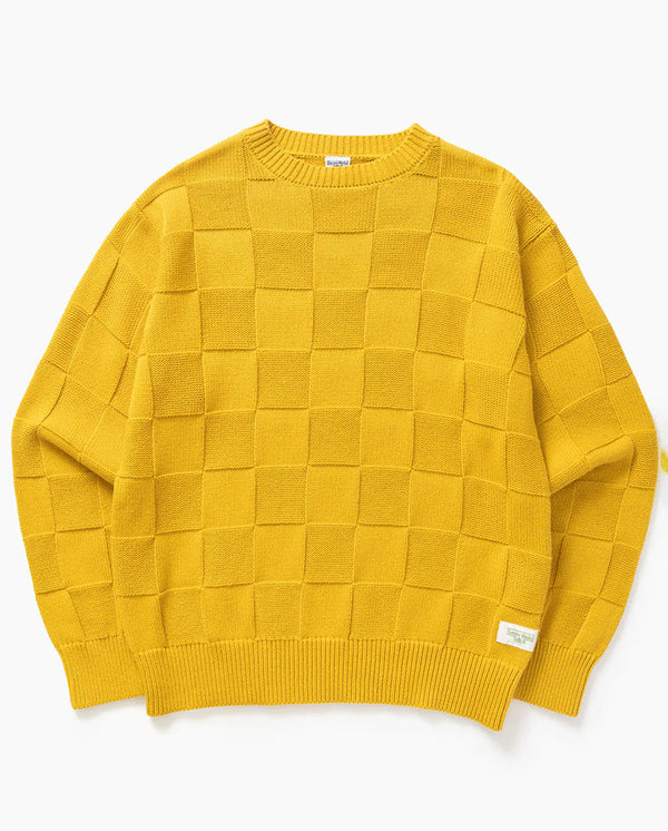 Check Knit Crewneck - Ochre