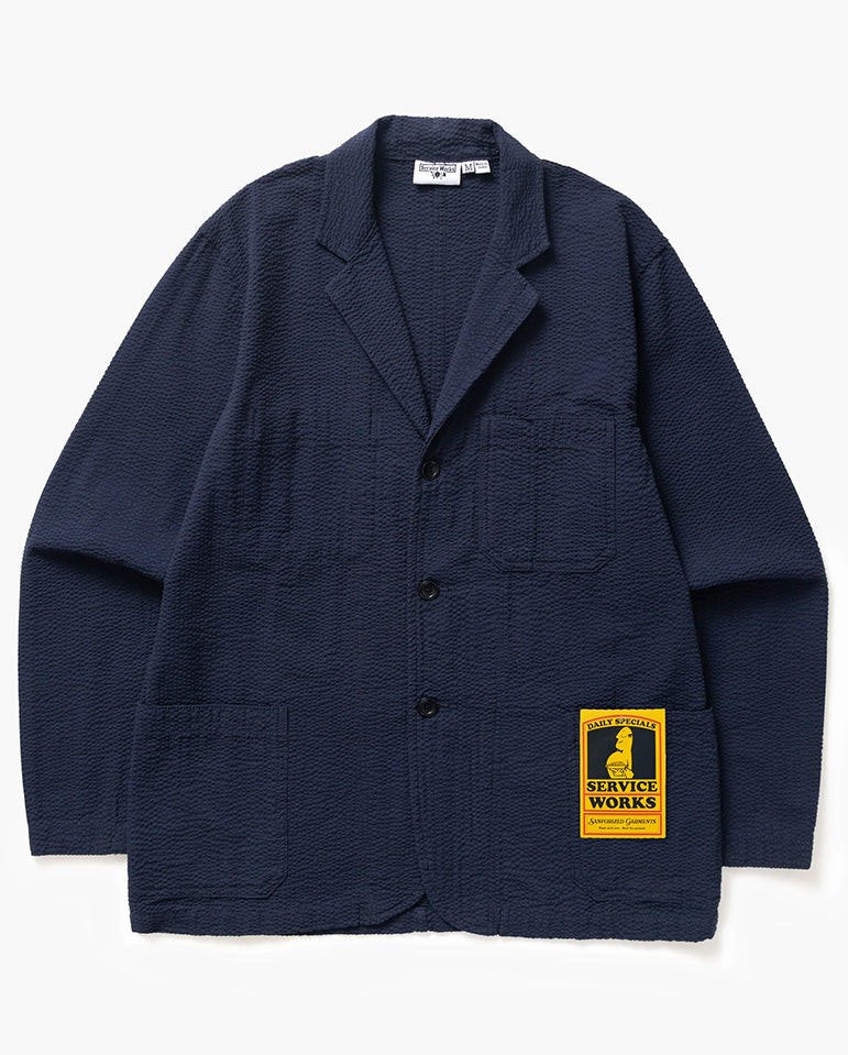 Seersucker Server Suit Jacket - Dark Navy