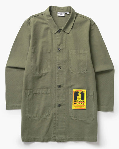 Canvas Long Shop Coat - Olive