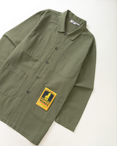Canvas Long Shop Coat - Olive