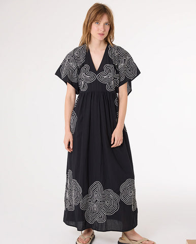 Cotton Poplin Long Shirt Dress BLACK