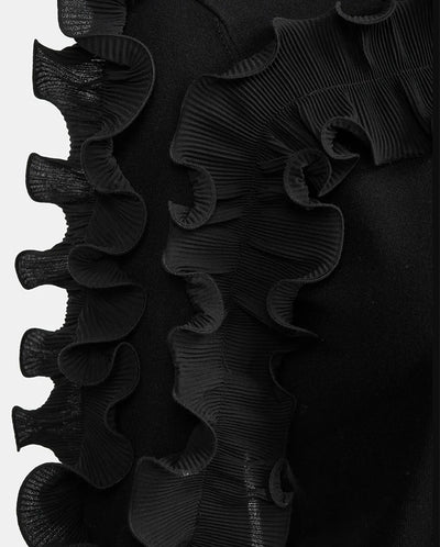 Ercole Pullover with frills BLACK