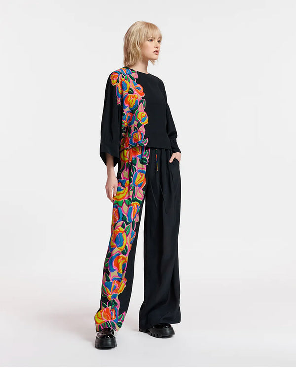 Evangeline wide Track pant BLACK