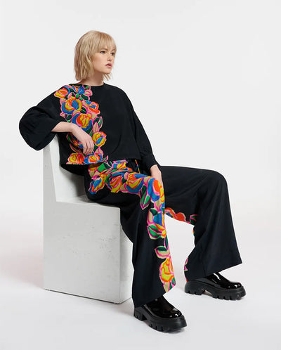 Evangeline wide Track pant BLACK