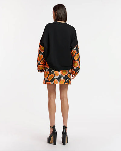 Elvi Jacquard Mini Skirt Blk/Orange