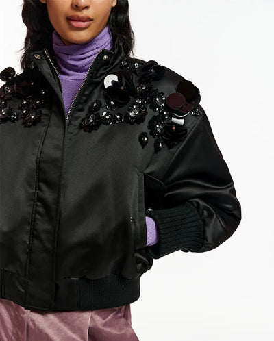 Erobo Cropped Bomber BLACK