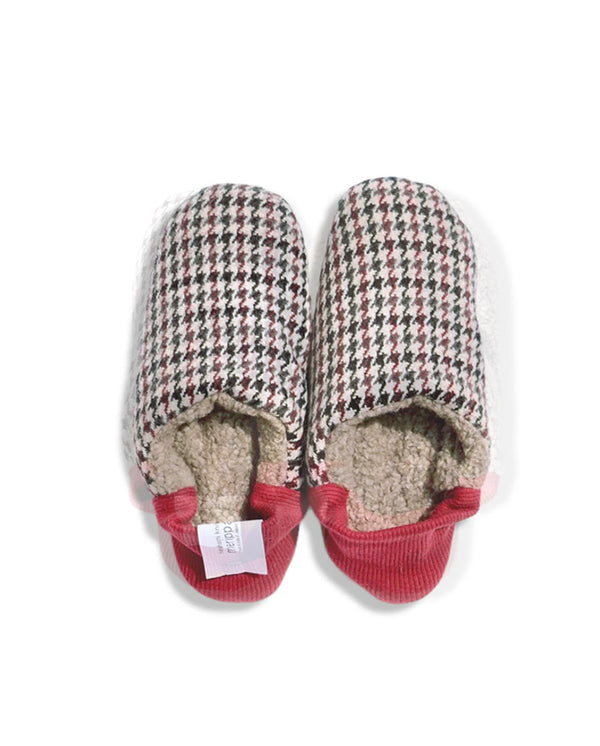 Houndstooth Check Wooly Pile Red