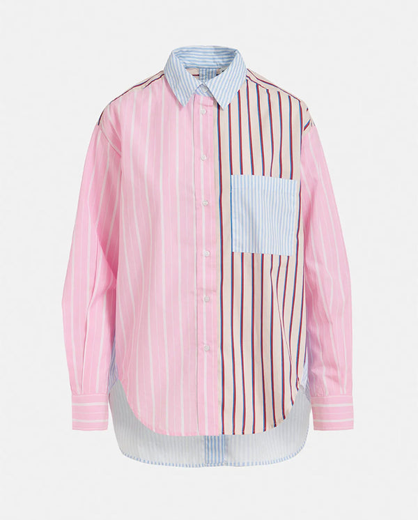 Famille Patchwork Stripe Shirt Off White/Pink
