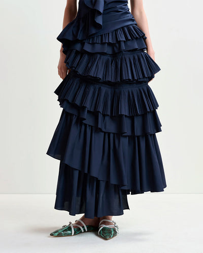Hayden Tiered Ruffle Skirt Dark Sapphire
