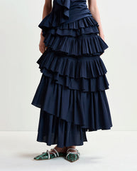 Hayden Tiered Ruffle Skirt Dark Sapphire