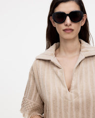 Glidea Aya Net Dress with Fringe - Sand