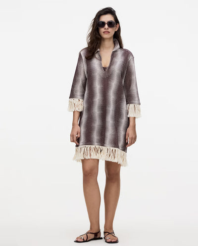 Echo Aya Net Dress with Fringe - Chocolate