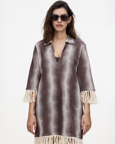 Echo Aya Net Dress with Fringe - Chocolate