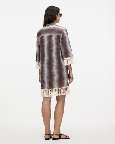 Echo Aya Net Dress with Fringe - Chocolate