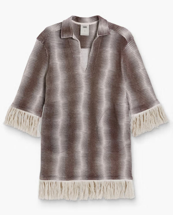 Echo Aya Net Dress with Fringe - Chocolate