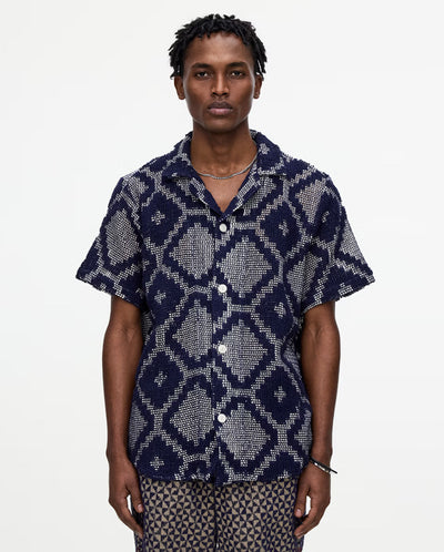 Trastevere Cuba Crochet Shirt - Navy Print