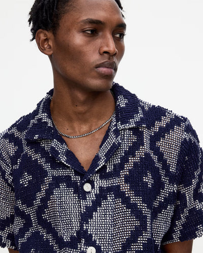 Trastevere Cuba Crochet Shirt - Navy Print