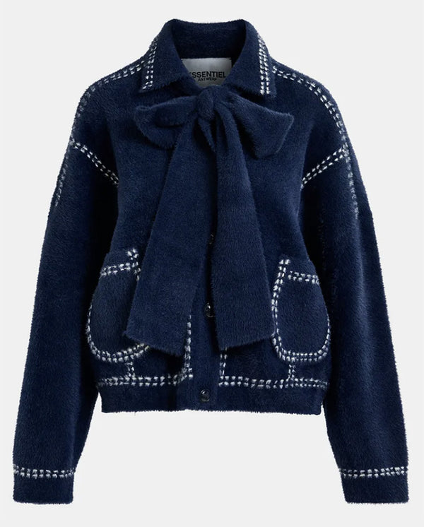 Ihoops Cardigan with Bow - Navy