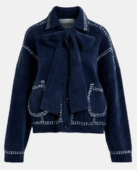 Ihoops Cardigan with Bow - Navy