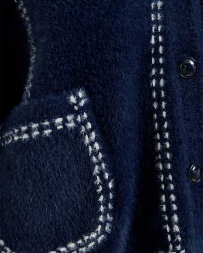 Ihoops Cardigan with Bow - Navy
