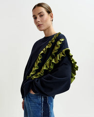 Iwave Ruffle Sweatshirt - Navy / Olive