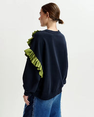 Iwave Ruffle Sweatshirt - Navy / Olive