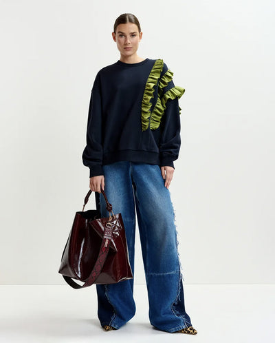 Iwave Ruffle Sweatshirt - Navy / Olive