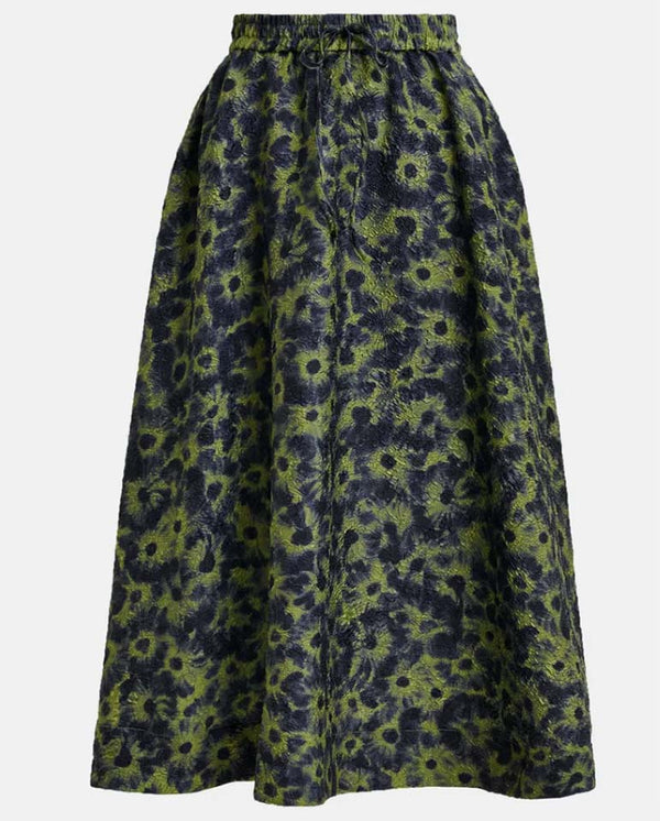 Isebel Elasticated Midi Skirt - Olive Combo