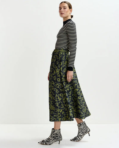 Isebel Elasticated Midi Skirt - Olive Combo