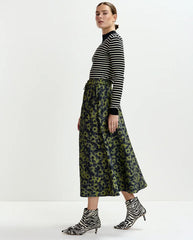 Isebel Elasticated Midi Skirt - Olive Combo