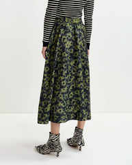 Isebel Elasticated Midi Skirt - Olive Combo