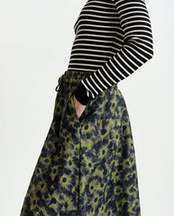 Isebel Elasticated Midi Skirt - Olive Combo