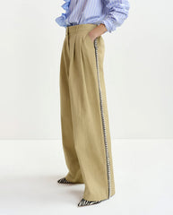 Iso rhinestone tape pant - Beige