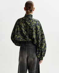 Illicium Pussy Bow Tie Top - Olive Combo