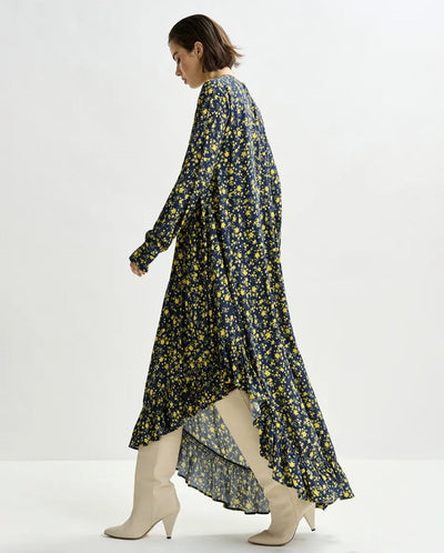 Igraine Ruffle Midi Dress - Navy Combo