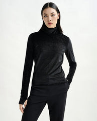 Indienne Velvet Jersey Top - Black