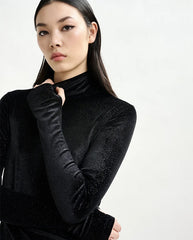 Indienne Velvet Jersey Top - Black