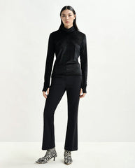 Indienne Velvet Jersey Top - Black