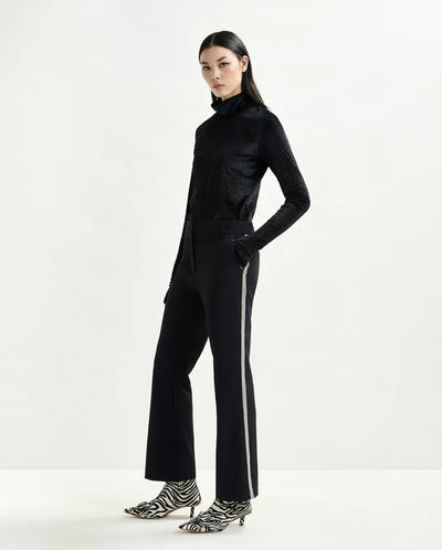 Indienne Velvet Jersey Top - Black